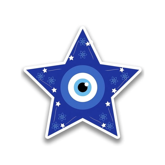 Smartprints Nazar Eye Star W Flowers Sticker -Image by Shutterstock, Vinyl Sticker
