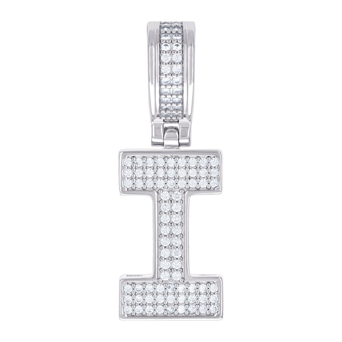 925 Sterling Silver Unisex 0.50ct Moissanite Letter Name Personalized Monogram Initial Alphabet I Charm Pendant Necklace