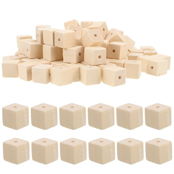 MRLESS 100PCS Unfinished Wooden Cube Beads Blank Wood Spacer Beads for Jewelry Making and DIY Craft Accessories