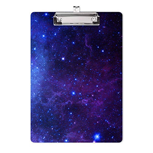 Man and Kids Hongri Clipboard Women Cute Custom Pattern Purple Starry Sky A4 Standard Size 9 x 12.5 with Low Profile Metal Clip Fashion Design Letter Size Wooden Clipboards for Students 
