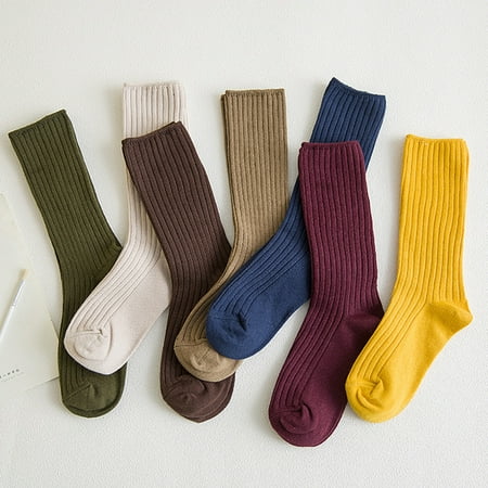 

1 Pair Cotton Socks Thickened Ultra Soft Keep Warm Solid Color Autumn Winter Long Tube Knitting Pile Socks for