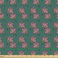 thumbnail image 2 of Floral Fabric by the Yard, Botanical Theme Hand Drawn Like Roses Romantic Flowers in Cartoon Style, Decorative Upholstery Fabric for Chairs & Home Accents, Pink and Reseda Green by Ambesonne, 2 of 5