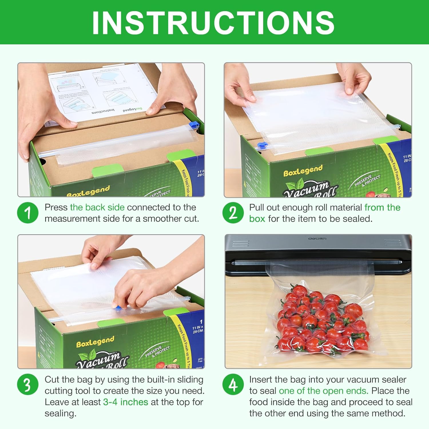 BoxLegend 11" x 150' Vacuum Sealer Bag Roll with Cutter photo 7