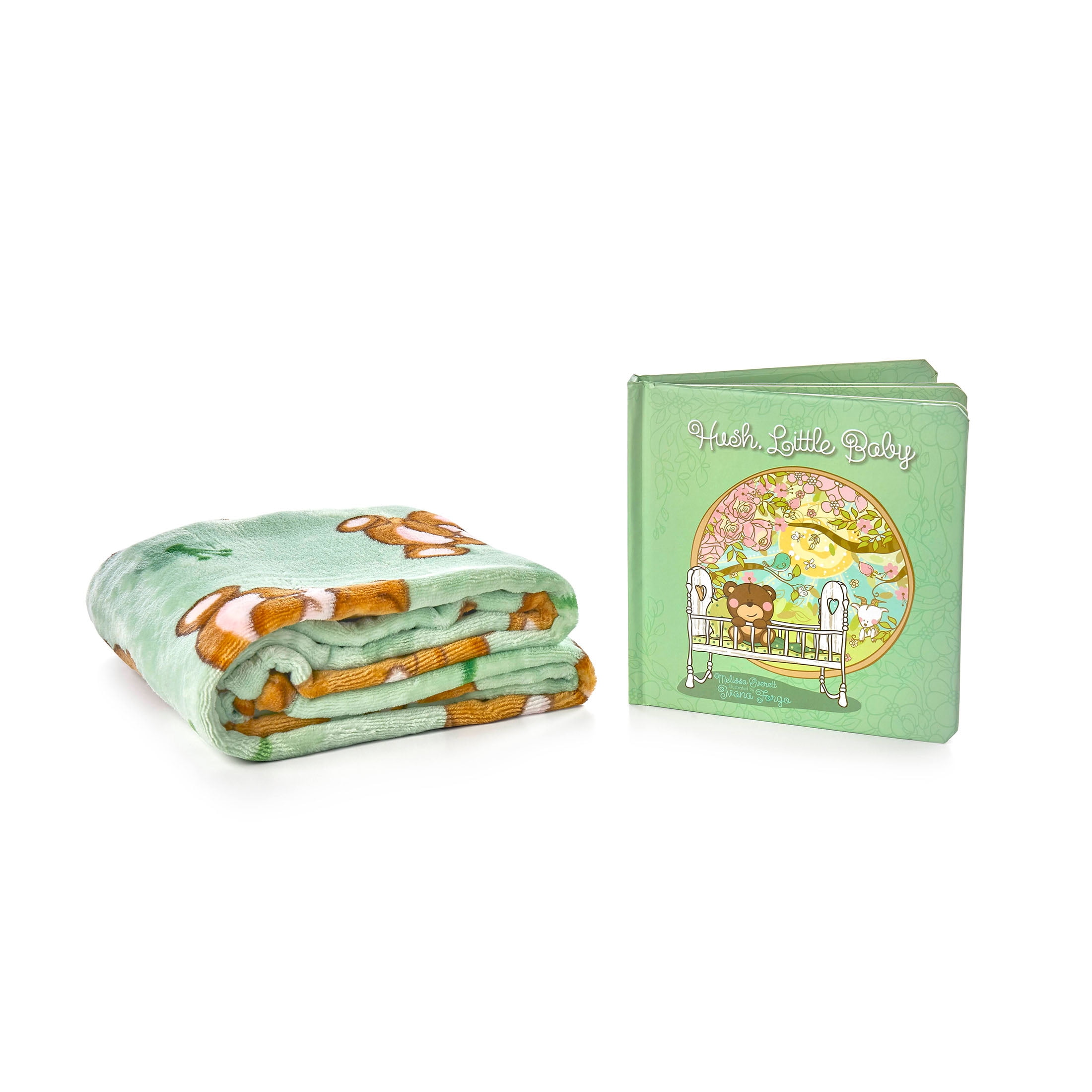 Binks & Books Hush, Little Baby Infant Story Book and Baby Blanket, Green Unisex