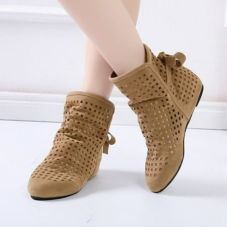 

Women Boots Flat Low Hidden Wedges Cutout Boots Casual Shoes Cute Boots
