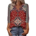 thumbnail image 2 of HLKJKLS Long Sleeve Shirts For Women V Neck Long Sleeve Trendy Fall Basic Tee Casual Loose Fit Red S-3Xl, 2 of 6