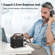 Multi-Band AM/FM/SW1-2 Radio Transistor Radio AC or Battery Operated with Best Reception Big Speaker and Precise Tuning Knob with AUX in & 3.5mm Earphone Jack BLACK