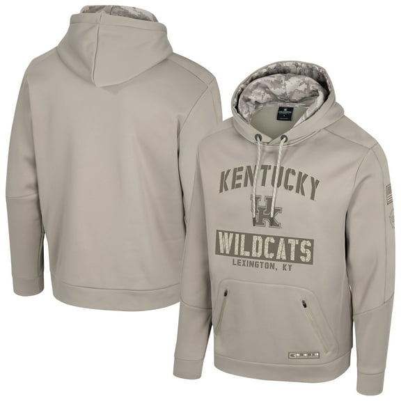 Men's Colosseum Oatmeal Kentucky Wildcats Big & Tall Operation Hat Trick Battalion Hoodie Sweatshirt