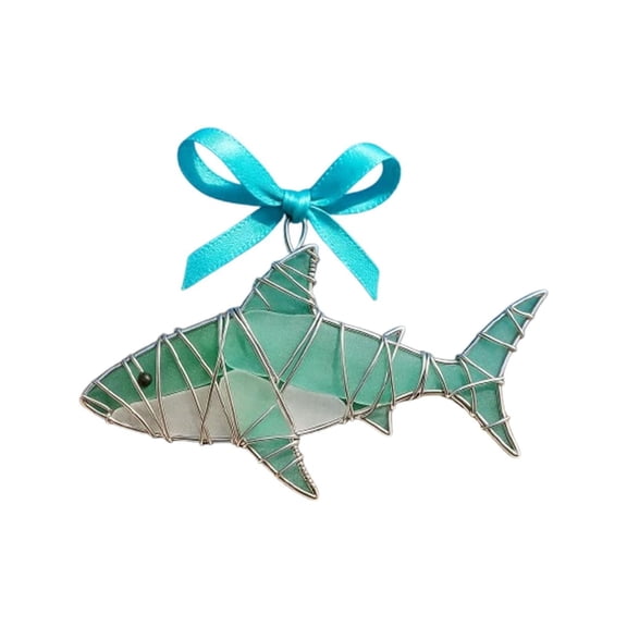 A 3D Sea Glass Hanging Ornament With Handmade Design, Ocean Theme Decor For Home Wall Window Coastal Decor, Glass Build