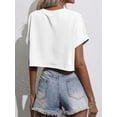 thumbnail image 2 of Womens Round Neck Batwing Sleeve Pocket Patched Cropped Tee Summer Blouse For Women, 2 of 5
