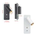 thumbnail image 2 of Yuarrent Lámpara de pared LED Acrílico Interfaz USB Interior Ajustable Hogar Hotel Comedor Bar Sala de estar Dormitorio Cocina Luz simple Iluminación y accesorios Negro Blanco Frío Yuarrent HA066204-04, 2 of 6