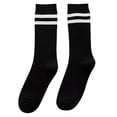 thumbnail image 2 of Unisex Stripe Crew Socks Women Men Comfort Soft Mid Calf Tube Vintage Retro Athletic Socks Black A, 2 of 3