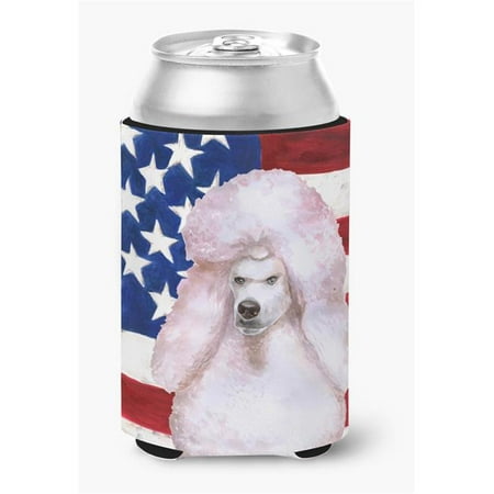 

White Standard Poodle Patriotic Can or Bottle Hugger