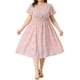 thumbnail image 1 of GRACE & GRANDEUR Vestido Floral de Talla Grande para Mujeres para el Día de la Madre, Chiffon Boho, Cuello en V, Mangas Cortas Acampanadas, Cintura Fruncida, Vestidos Midi de Verano 3X Rosa, 1 of 8