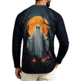 thumbnail image 5 of GrmtClth Mens Shirts Halloween Crew Neck Long Sleeve Raglan Pumpkin Ghost Witch Creepy Night Print Casual Fall Tops Saffron L, 5 of 5