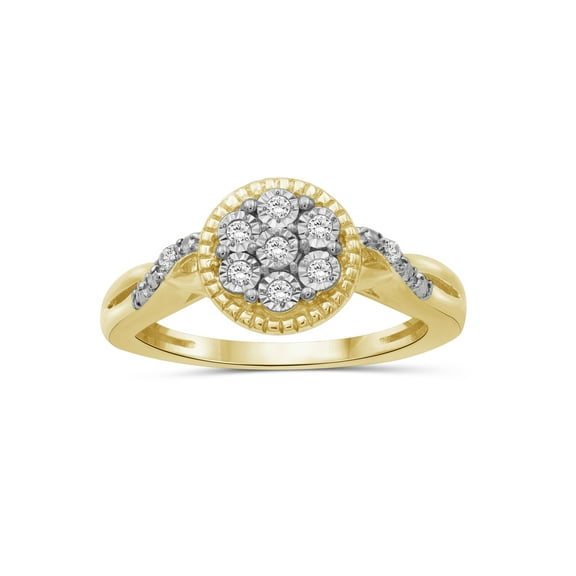 JewelersClub 14K Gold Over Silver 1/10 Carat White Diamond Ring for Women | Diamonds for Everyday Womens Wear