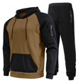 thumbnail image 1 of Men's Suits Product Casual Solid Two-Piece Set featuring Hooded Zip Jacket with Raglan Sleeves and Drawstring Zip Pants for Everyday Style, 1 of 7