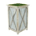 thumbnail image 4 of Large Tall Crisscross Wood/Metal Planter Pot-in-a-Pot Grey, 4 of 5