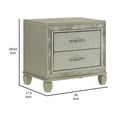thumbnail image 5 of Bet 28 Inch Nightstand, 2 Rhinestone Inlaid Drawers, Chrome Handles, Silver, 5 of 5