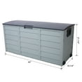 thumbnail image 5 of 75 Gallon Resin Deck Box with Wheels, Outdoor Storage Bin for Patio Furniture Cushions, Garden Tools and Pool Toys, Portable Backyard Storage Shed with Side Handles, Grey, 1-Pack, 5 of 7