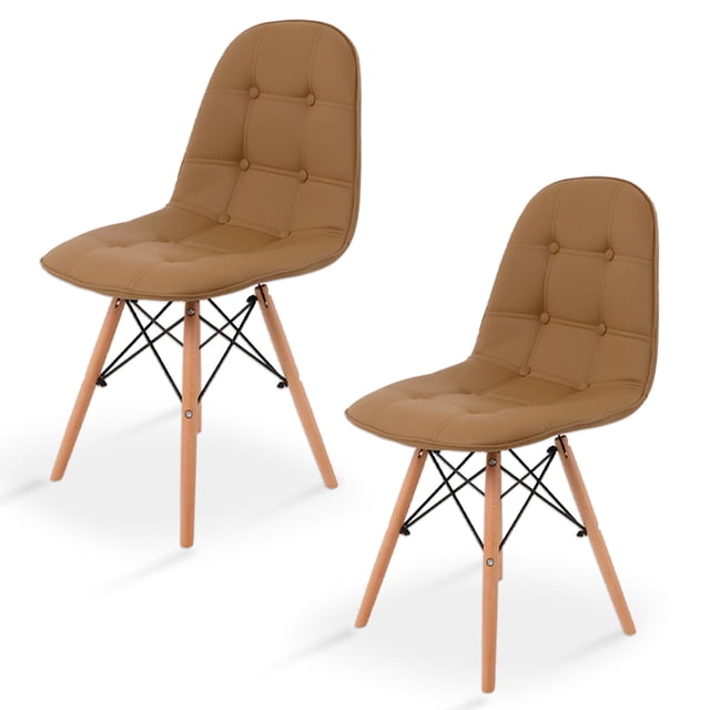 Sillas Modernas Eames con Botones Diseño Elegante y Vanguardista Sillas de Comedor, Oficina, Sala de Estar Estilo Minimalista Set de 2 Café