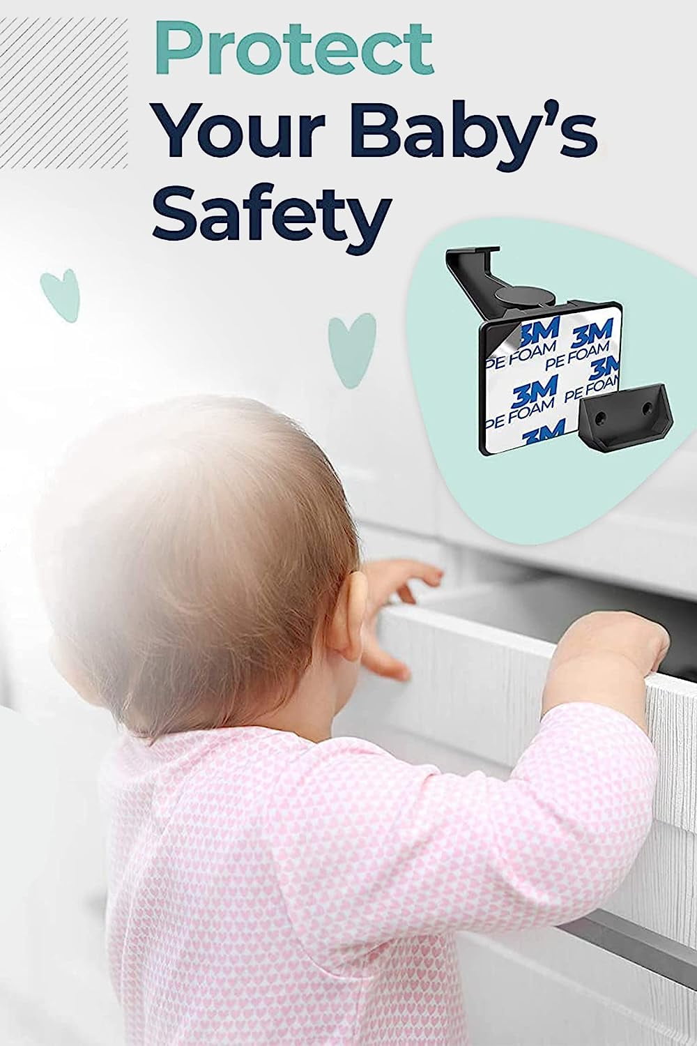 Child Locks for Cabinets and Drawers - 12 Pack - No Drill Baby Proofing  Cabinets, Make Baby Safety Easy with Baby Cabinet Locks, These Cabinet  Child