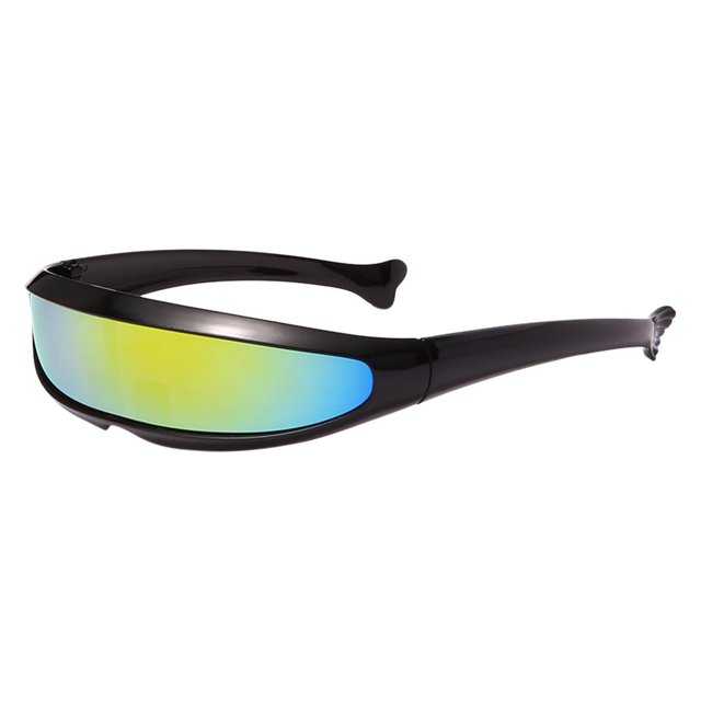 de visera , lentes de espejo , accesorios para disfraces, espacio punk, novedad de moda, de sol para hombres y Marco negro Hugo anteojos con visera