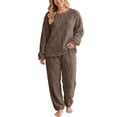 thumbnail image 2 of Yourumao Womens Fleece Pajama Sets for Women 2 Piece Fuzzy Long Sleeve with Long Pants Pjs Soft Cozy Winter Loungewear Pjs, 2 of 8