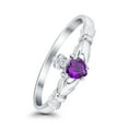 thumbnail image 2 of Claddagh Heart Promise Ring Amethyst CZ 925 Sterling Silver Size 3, 2 of 7
