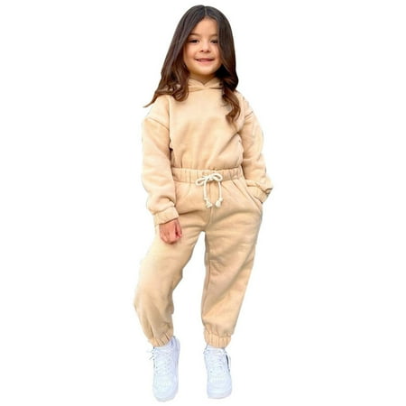 

TAIAOJING Toddler Girls Fall Outfits Kids Baby Boys Autumn Winter Solid Cotton Long Sleeve Tops Pullover Sweatshirt Set Clothes 1-2 Years
