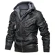 thumbnail image 4 of Chaqueta de cuero con capucha desmontable para hombre, chaqueta Retro clásica para montar en moto de nieve al aire libre, Otoño e Invierno, 4 of 5