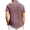 thumbnail image 4 of Camisa Alimens & Gentle de lino para hombre, manga corta, color rojo vino, 2XL, 4 of 5