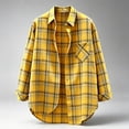 thumbnail image 4 of hlysgo Flannel Shirt for Women Plaid Cowgirl Button Down Shirts Long Sleeve Casual Tops with Pocket Yellow,XL, 4 of 5