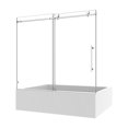 thumbnail image 4 of 60x63''  Chrome Frameless Shower Door, Bathroom Sliding Shower Door with 304 Stainless Steel Pulleys & Adjustable Soft Closing Function, 4 of 8