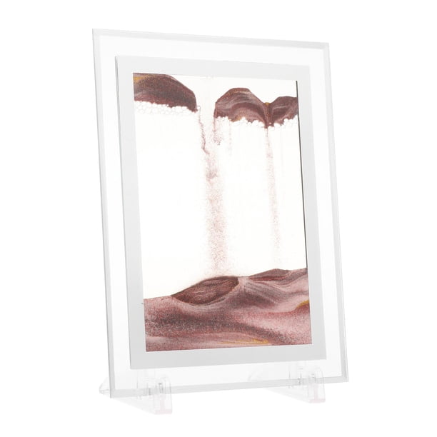 Gss Moving Sands Art Picture Flowing with Stand Sandscapes Quicksand Painting para decoración para hogar Estanterías Adorno Inauguración de l pulgadas perfecl Imagen de arena dinámica