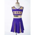 thumbnail image 4 of CHICTRY Tenue de Fête pour Filles Cheer Leader Cos tume Uniforme de Cheerleading avec Pompons Violet 6, 4 of 7