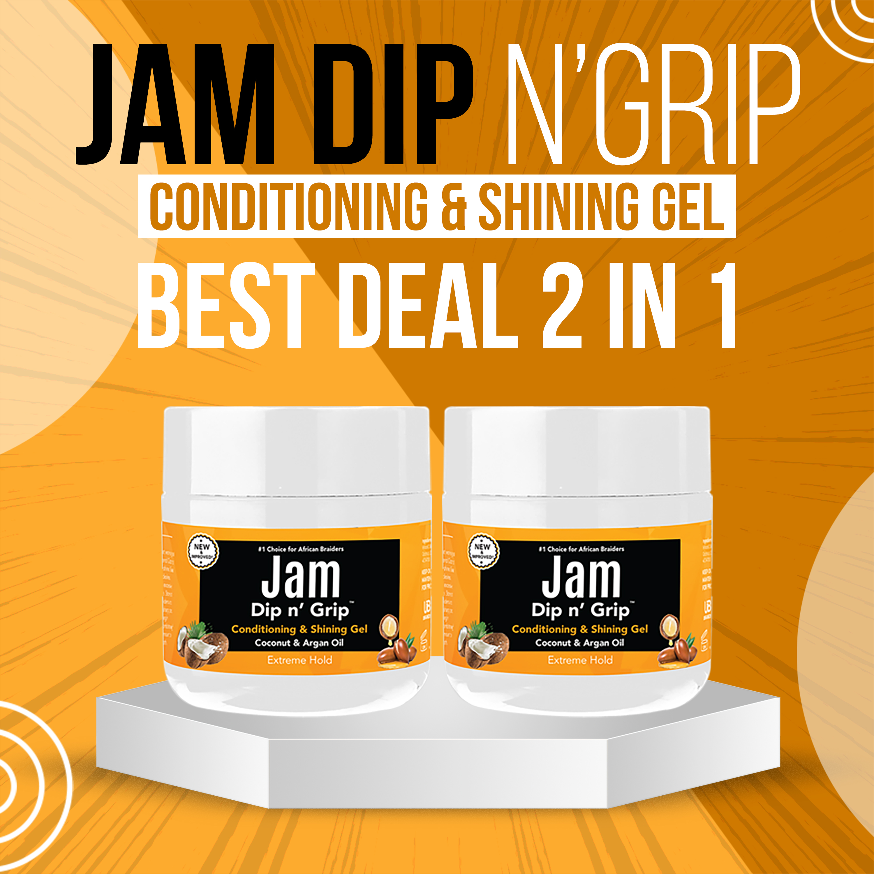 Jam Dip n Grip Coconut and Argan Oil Clarifying Hair Styling Gel 4oz (2 Pack) - Unisex - image 3 of 6