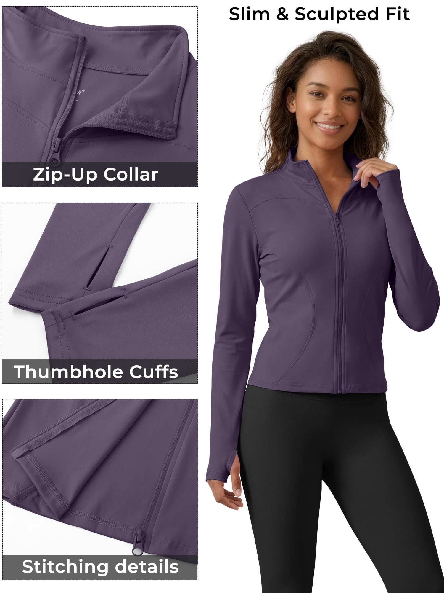 Rosvigor Women’s UPF 50+ Lightweight Athletic Jacket – Full Zip Sun Protection Long Sleeve Hiking Shirt with Thumb Holes