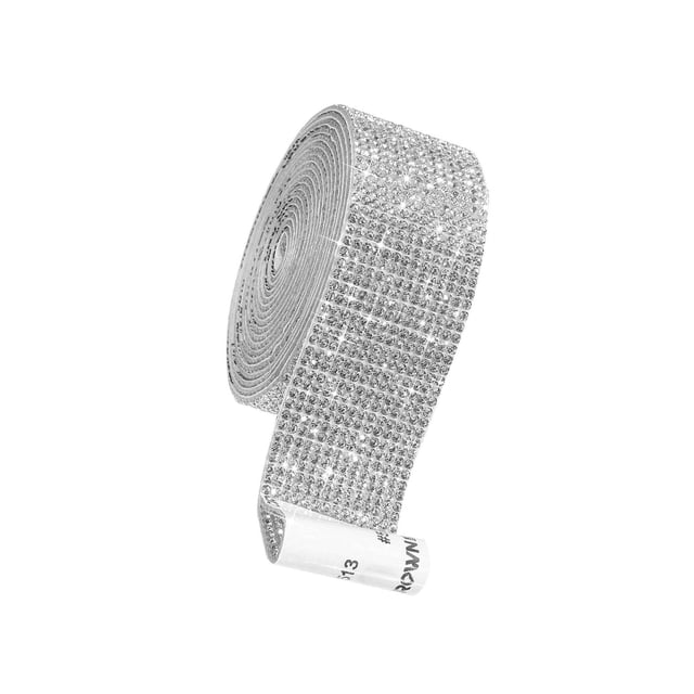 Self-Adhesive Crystal Rhinestone Diamond Ribbon DIY Sticker sticker and press it Silver 1.4cm