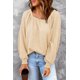 thumbnail image 3 of ABPHQTO Top color albaricoque con escote redondo y manga farol para mujer, 3 of 5