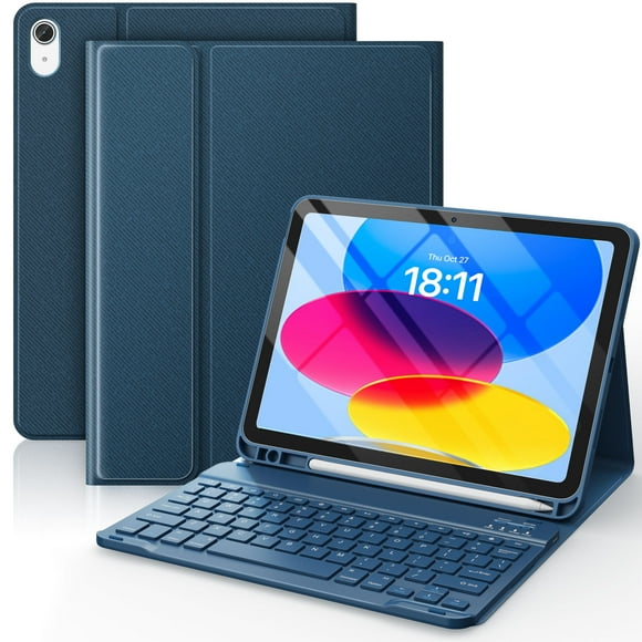 CHESONA Keyboard Case for iPad (A16) 11th/10th Generation 10.9-inch (2025/2022), Detachable Wireless Keyboard, Stand Folio Keyboard Cover with Pencil