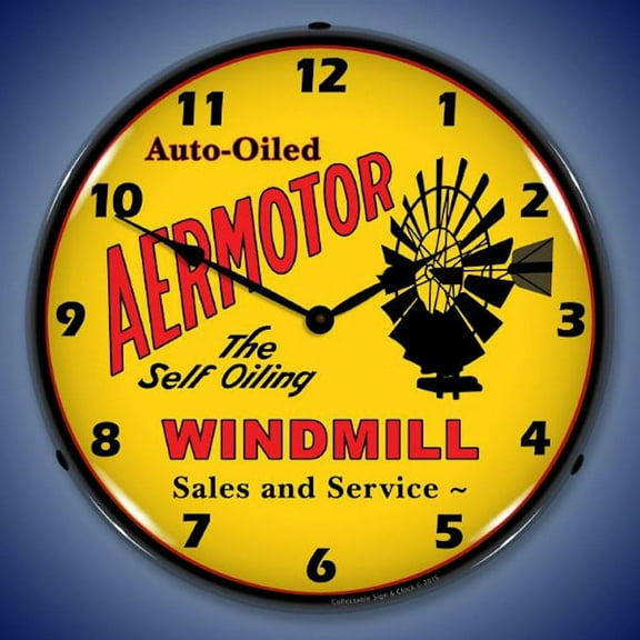 Aermotor Windmill Wall Clock, Lighted