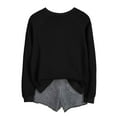 thumbnail image 4 of HNMKIU Chemises pour Femmes Chandail en Molleton pour Femmes Hauts Décontractés Raglan Manches Longues Col Rond Chandail Chandail en Molleton Décontracté Couleur Unie Hauts, 4 of 4