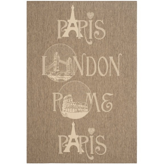 Safavieh Courtyard European Novelty Indoor/Outdoor Area Rug, Brown/Beige, 4' x 5'7"