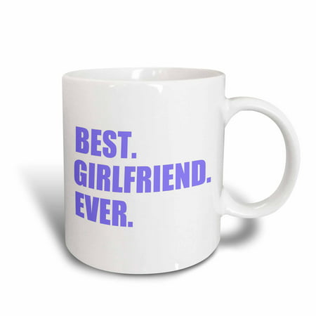 3dRose Purple Best Girlfriend Ever text - anniversary valentines day gift, Ceramic Mug,