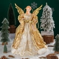 thumbnail image 2 of Adornos de ángel para árbol de Navidad, parte superior de Ángel dorado, decoración de Navidad dorada para jardín, patio, cafetería, decoración de escritorio, 2 of 4
