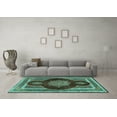 thumbnail image 3 of Ahgly Company Indoor Rectangle Medallion Turquoise Blue Traditional Area Rugs, 2' x 5', 3 of 4