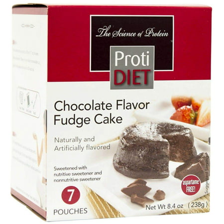 ProtiDiet Dessert - Chocolate Fudge Cake - 7/Box - High Protein 15g - Low Calorie - Low (Best Low Calorie Desserts Grocery Store)
