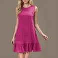 thumbnail image 2 of ZQUUVOU Women's Summer Dress Casual Solid Color Crew-Neck Sleeveless Sundress Hot Pink, 2 of 4