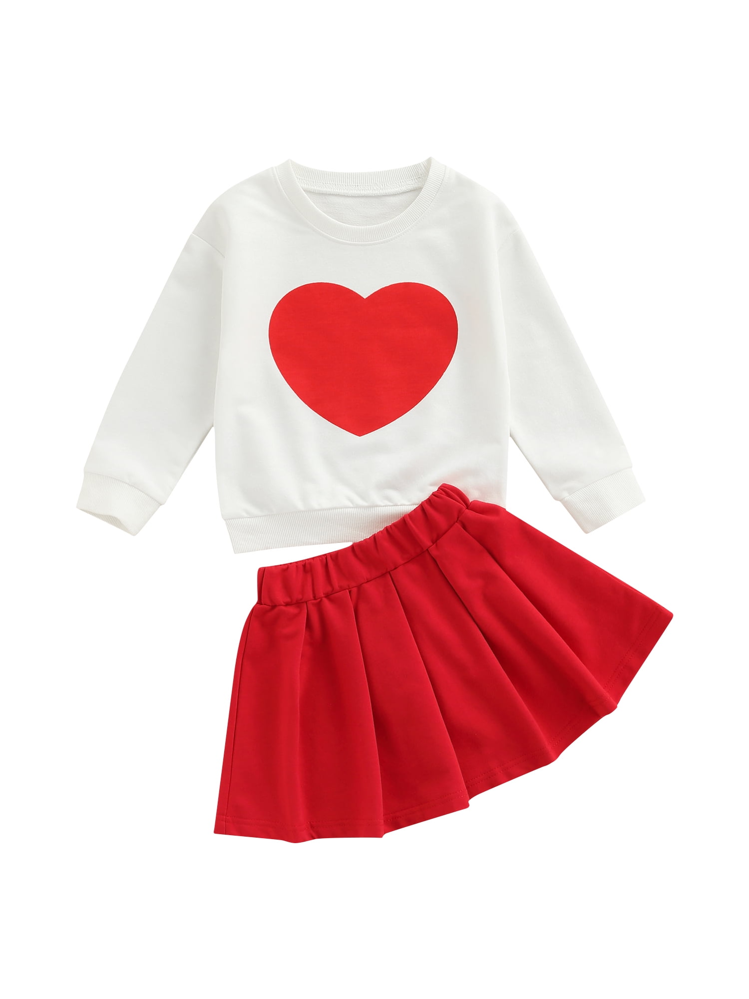 7/8 6/6X Birthday Gift Girl's Love U/Heart Tees & Cute Heart Skort Outfit S M 